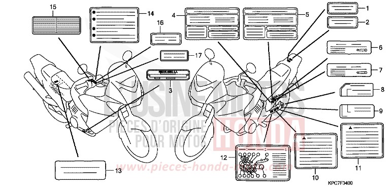 WARNETIKETT (XL125V9) von Varadero 125 MOODY BLUE METALLIC (PB296) von 2009